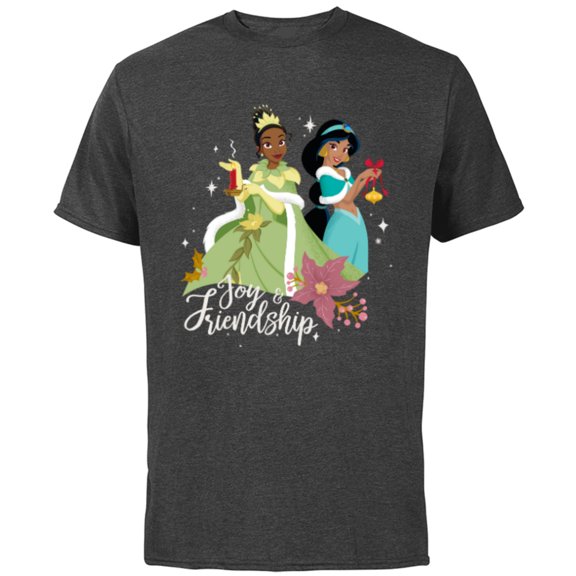 Disney Princesses Tiana & Jasmine - Short Sleeve Cotton T-Shirt for Adults - Customized-Charcoal