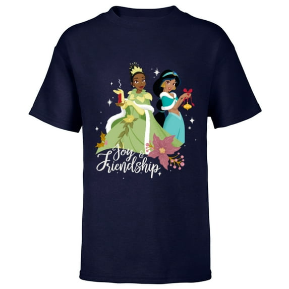 Disney Princesses Tiana & Jasmine - Short Sleeve T-Shirt for Kids - Customized-Navy