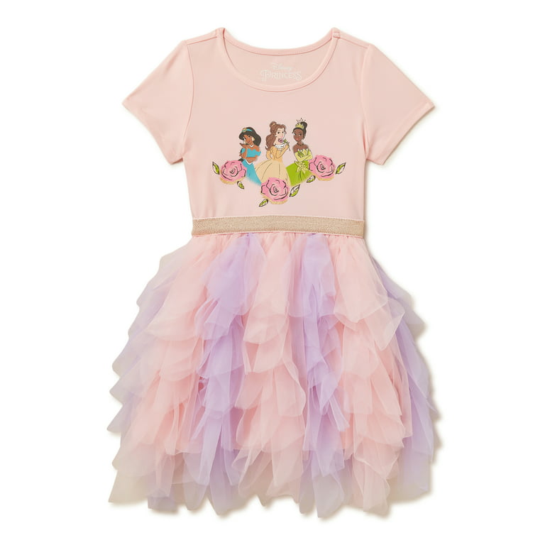 Disney Princesses Toddler Girl Short Sleeve Tutu Dress, Sizes 12M-5T 