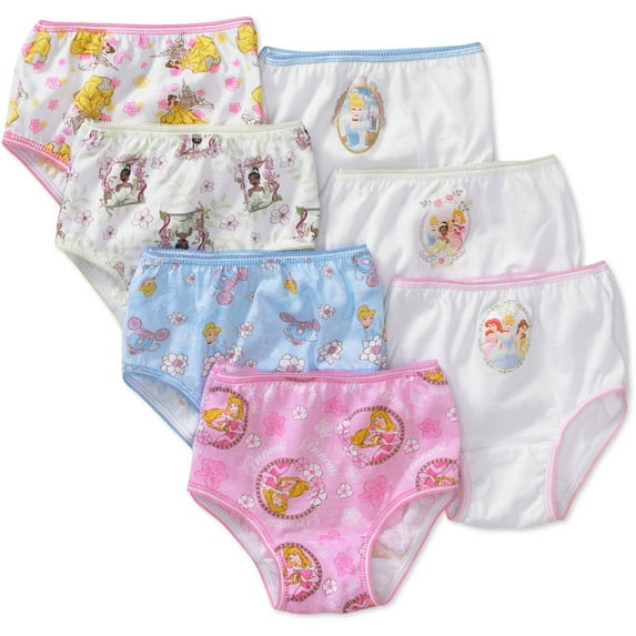 Disney Princesses Toddler Girls Ariel, Cinderella & Rapunzel Brief Underwear Panties, 7-Pack