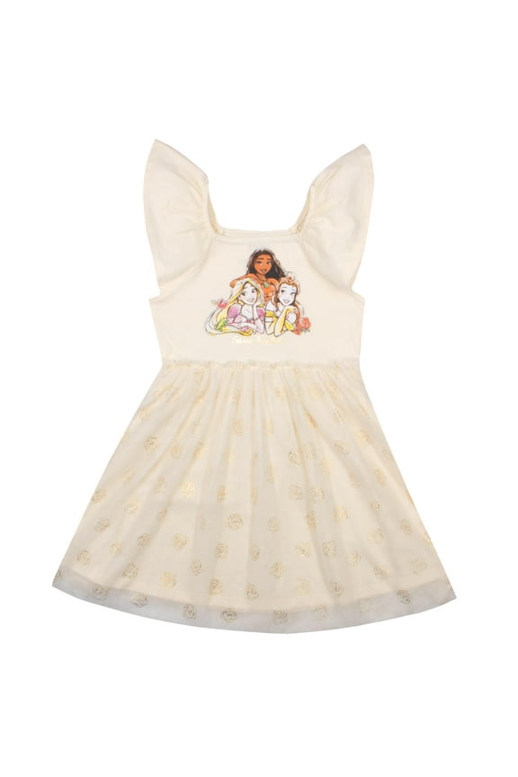 Princesses and Minnie Mouse Girls Tutu Dress Princess Moana Rapunzel Belle Flutter Sleeve Dress for Girls (Size 4-16)