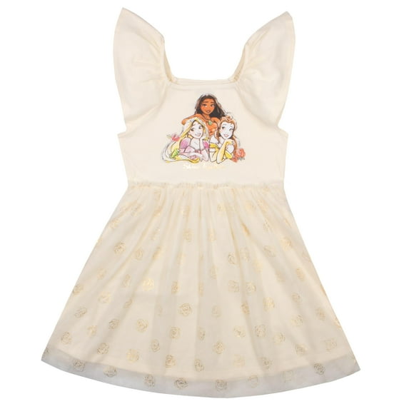 Disney Princesses and Minnie Mouse Girls Tutu Dress Princess Moana Rapunzel Belle Flutter Sleeve Dress for Girls (Size 4-16)