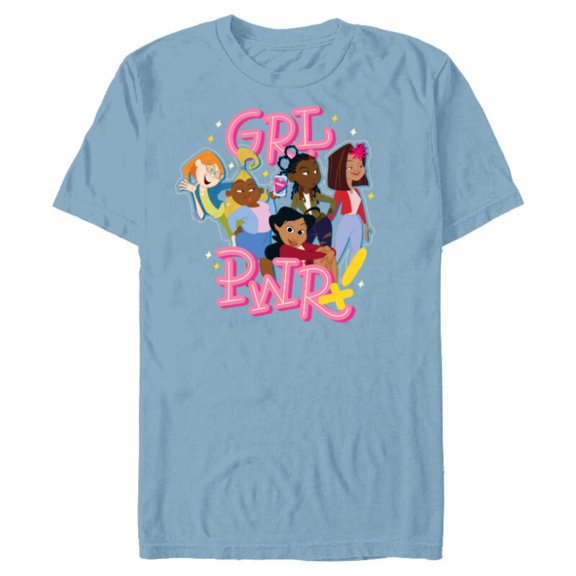 Disney Proud Family GRL PWR Girl Power Besties - Short Sleeve Blended T-Shirt for Adults - Customized-Ocean Blue