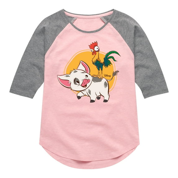 Disney - Pua And Hei Ehi - Toddler & Youth Girls Raglan Graphic T-Shirt