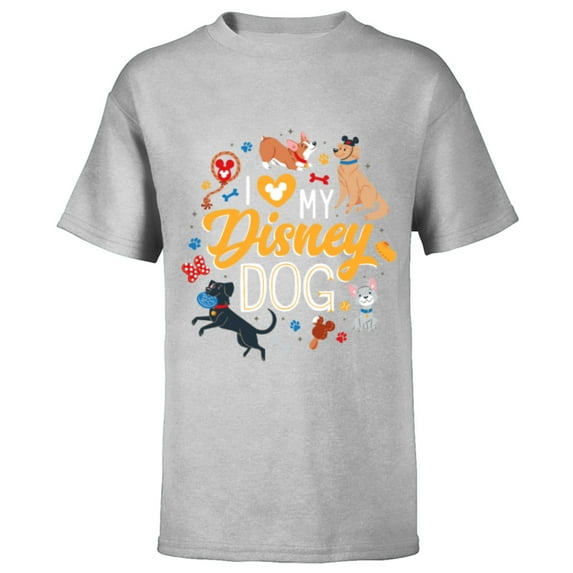 Disney Puppies I Love My Disney Dog - Short Sleeve T-Shirt for Kids - Customized-Athletic Heather