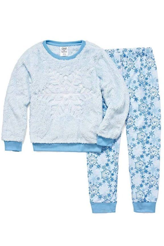 Puppy Frozen Toddler & Girls Elsa Pajamas Plush Top & Kint Pants Set 2