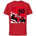 thumbnail image 1 of Disney Racing 10th Birthday 10 Years Old Mickey Mouse Racer - Short Sleeve Cotton T-Shirt for Adults - Customized-Red, 1 of 5