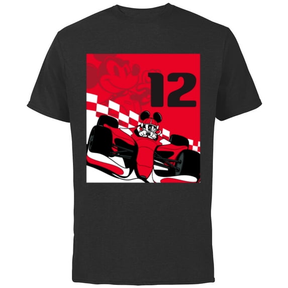 Disney Racing 12th Birthday 12 Years Old Mickey Mouse Racer - Short Sleeve Cotton T-Shirt for Adults - Customized-Black