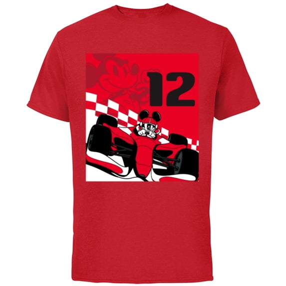 Disney Racing 12th Birthday 12 Years Old Mickey Mouse Racer - Short Sleeve Cotton T-Shirt for Adults - Customized-Red