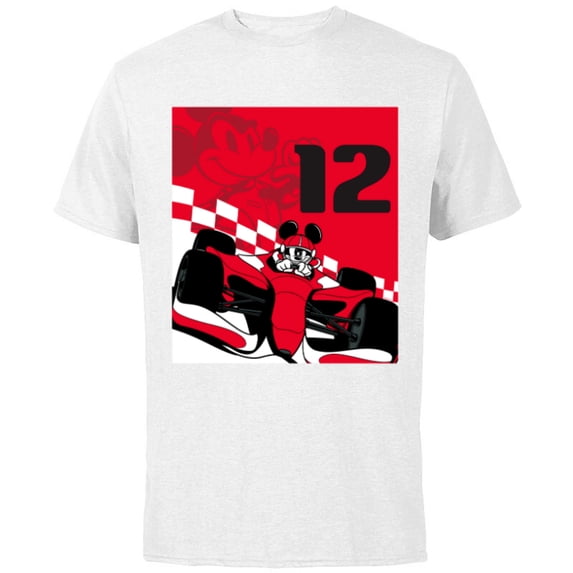 Disney Racing 12th Birthday 12 Years Old Mickey Mouse Racer - Short Sleeve Cotton T-Shirt for Adults - Customized-White