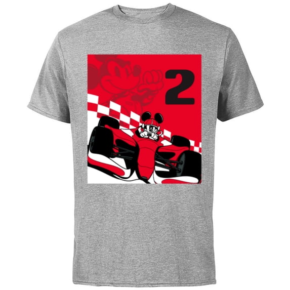 Disney Racing 2nd Birthday 2 Years Old Mickey Mouse Race Car - Short Sleeve Cotton T-Shirt for Adults - Customized-Athletic Heather