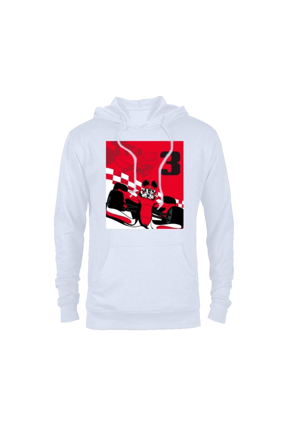Racing 3rd Birthday 3 Years Old Mickey Mouse Race Car - Pullover Hoodie for Adults - Customized-White