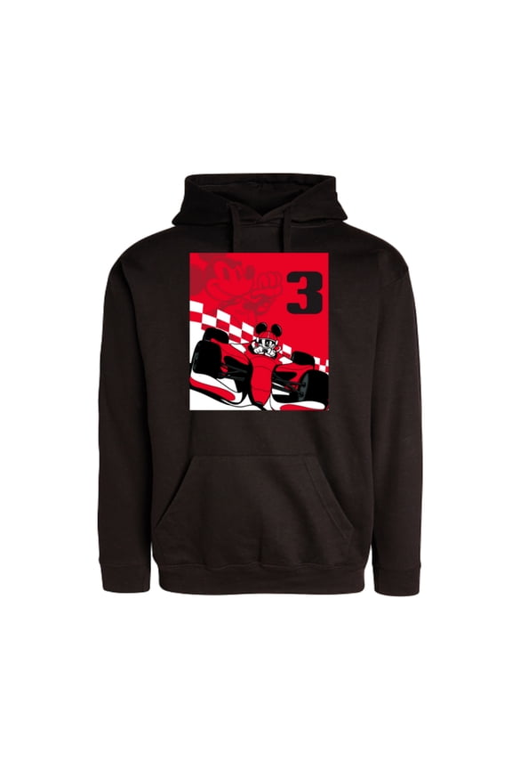 Racing 3rd Birthday 3 Years Old Mickey Mouse Race Car Standard T-Shirt- Pullover Hoodie for Adults - Customized-Black