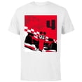 thumbnail image 1 of Disney Racing 4th Birthday 4 Years Old Mickey Mouse Race Car - Short Sleeve Cotton T-Shirt for Adults - Customized-White, 1 of 5