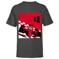 thumbnail image 1 of Disney Racing 4th Birthday 4 Years Old Mickey Mouse Race Car - Short Sleeve T-Shirt for Kids - Customized-Charcoal Heather, 1 of 5