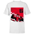 thumbnail image 1 of Disney Racing 6th Birthday 6 Years Old Mickey Mouse Race Car - Short Sleeve T-Shirt for Kids - Customized-White, 1 of 5