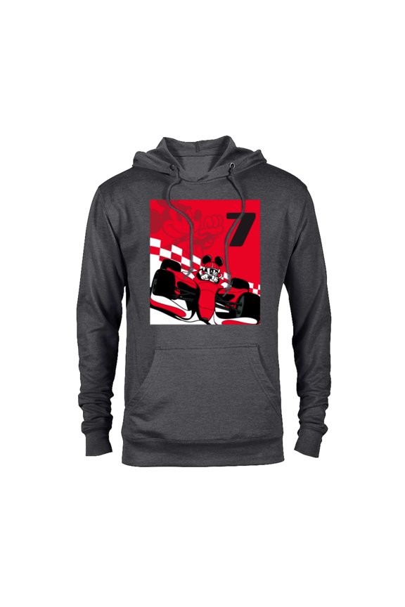 Racing 7th Birthday 7 Years Old Mickey Mouse Race Car - Pullover Hoodie for Adults - Customized-Athletic Heather