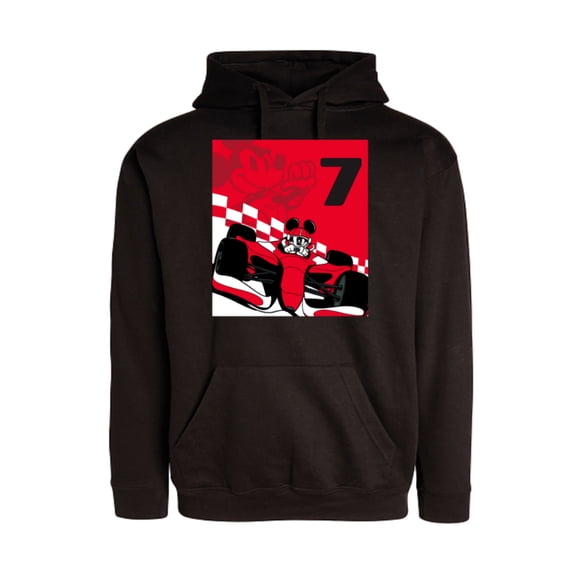 Disney Racing 7th Birthday 7 Years Old Mickey Mouse Race Car - Pullover Hoodie for Adults - Customized-Black