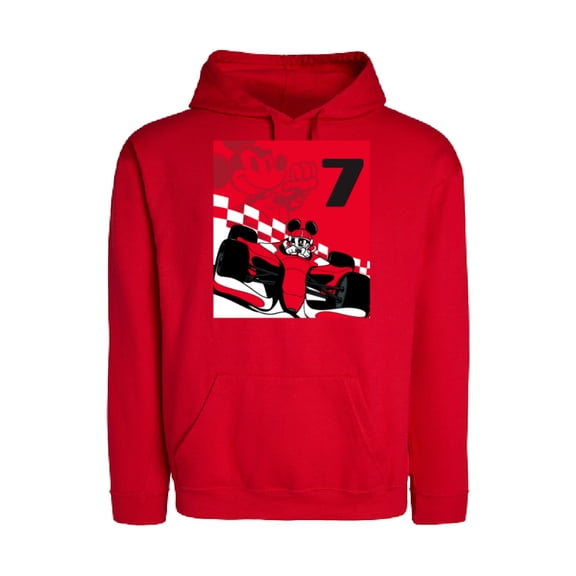 Disney Racing 7th Birthday 7 Years Old Mickey Mouse Race Car - Pullover Hoodie for Adults - Customized-Red