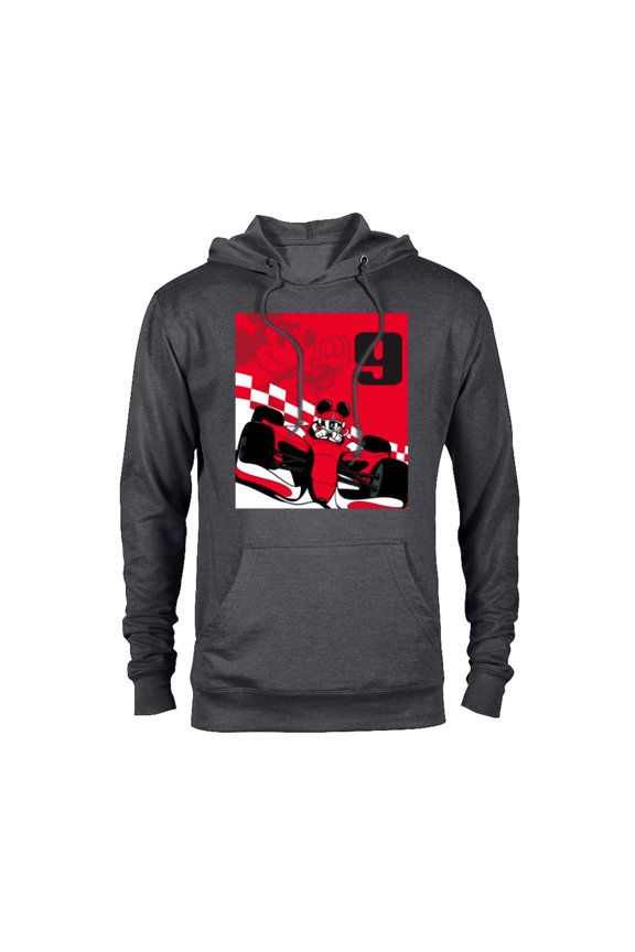 Racing 9th Birthday 9 Years Old Mickey Mouse Race Car - Pullover Hoodie for Adults - Customized-Athletic Heather