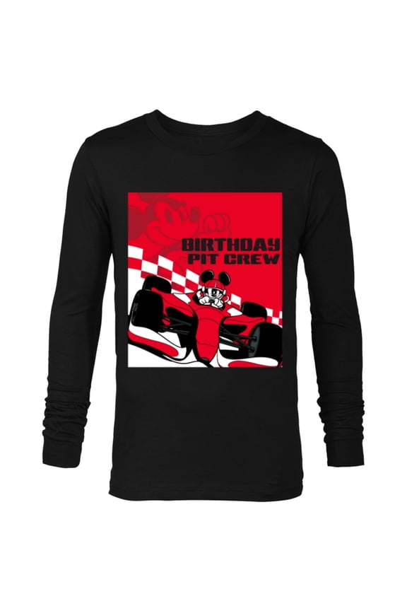 Racing Birthday Pit Crew Mickey Mouse Race Car Party - Long Sleeve T-Shirt for Men - Customized-Black