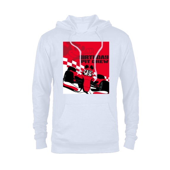 Disney Racing Birthday Pit Crew Mickey Mouse Race Car Party - Pullover Hoodie for Adults - Customized-White