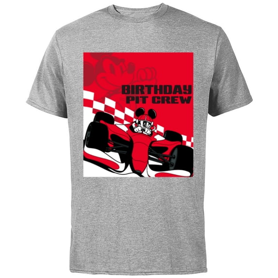 Disney Racing Birthday Pit Crew Mickey Mouse Race Car Party - Short Sleeve Cotton T-Shirt for Adults - Customized-Athletic Heather