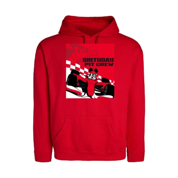 Disney Racing Birthday Pit Crew Mickey Mouse Race Car Party Standard T-Shirt- Pullover Hoodie for Adults - Customized-Red