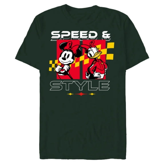 Disney Racing Minnie & Daisy Speed & Style Race Car Drivers - Short Sleeve Blended T-Shirt for Adults - Customized-Forest Green