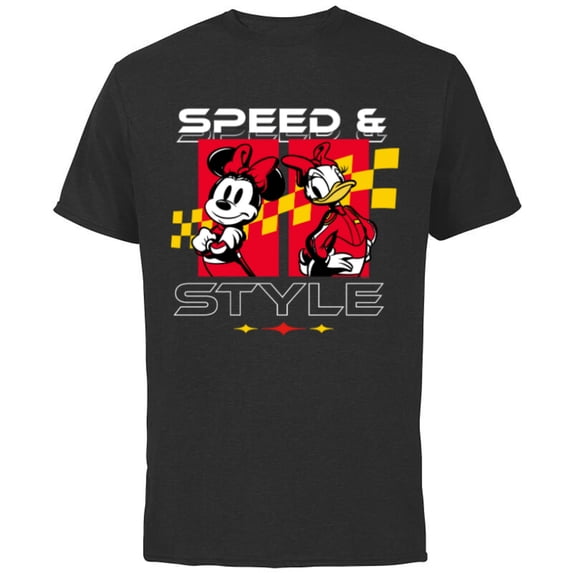 Disney Racing Minnie & Daisy Speed & Style Race Car Drivers - Short Sleeve Cotton T-Shirt for Adults - Customized-Black