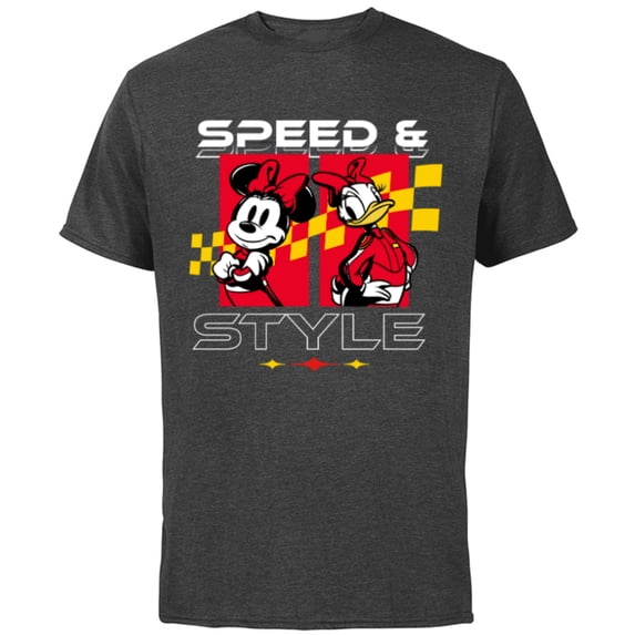 Disney Racing Minnie & Daisy Speed & Style Race Car Drivers - Short Sleeve Cotton T-Shirt for Adults - Customized-Charcoal