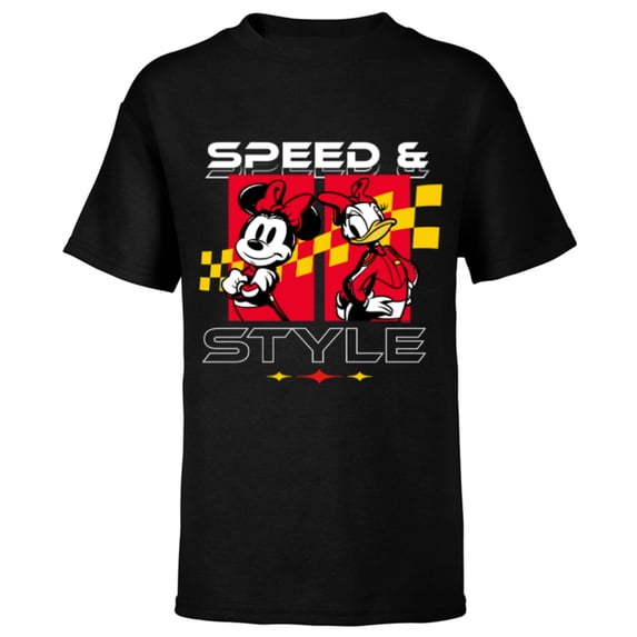 Disney Racing Minnie & Daisy Speed & Style Race Car Drivers - Short Sleeve T-Shirt for Kids - Customized-Black