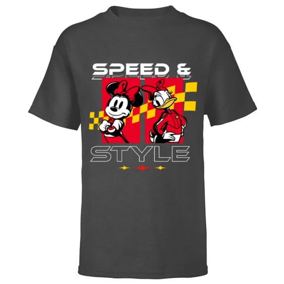 Disney Racing Minnie & Daisy Speed & Style Race Car Drivers - Short Sleeve T-Shirt for Kids - Customized-Charcoal Heather