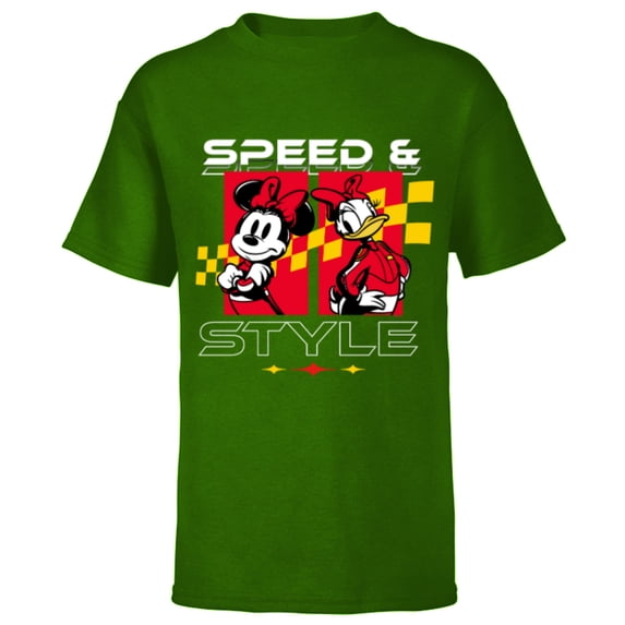 Disney Racing Minnie & Daisy Speed & Style Race Car Drivers - Short Sleeve T-Shirt for Kids - Customized-Kelly