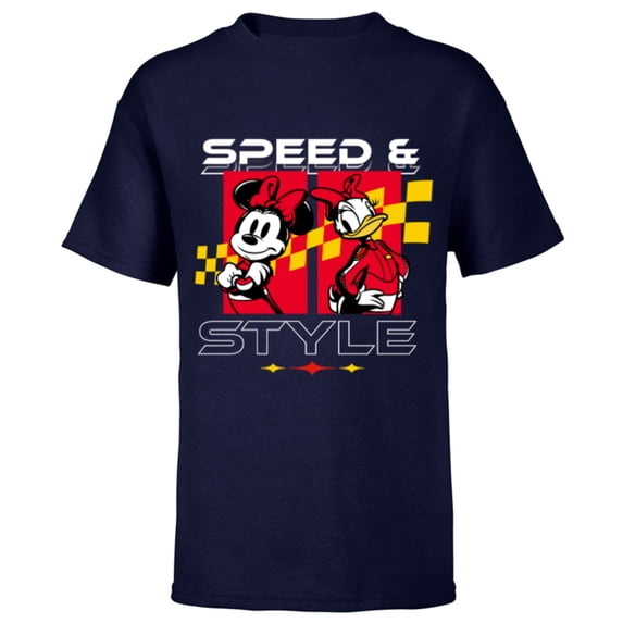 Disney Racing Minnie & Daisy Speed & Style Race Car Drivers - Short Sleeve T-Shirt for Kids - Customized-Navy