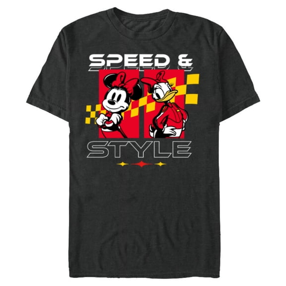 Disney Racing Minnie & Daisy Speed & Style Race Car Drivers Standard T-Shirt- Short Sleeve Blended T-Shirt for Adults - Customized-Dark Heather
