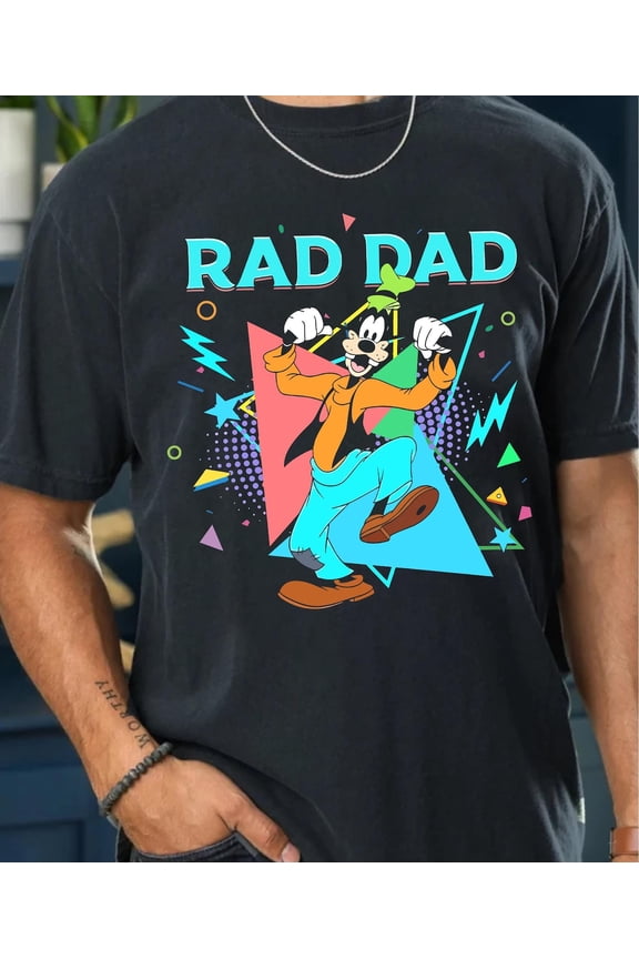 Disney Rad Dad T-Shirt, Disney Goofy Dad, Goofy Disney Family, Gift For Dad, Fathers Day Shirt,Black color,size L