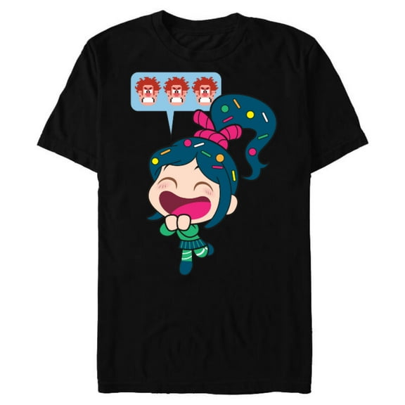 Disney Ralph Breaks the Internet Laughing Vanellope T-Shirt- Short Sleeve Blended T-Shirt for Adults - Customized-Black