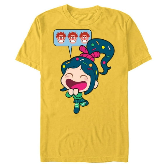 Disney Ralph Breaks the Internet Laughing Vanellope T-Shirt- Short Sleeve Blended T-Shirt for Adults - Customized-Yellow