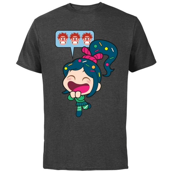 Disney Ralph Breaks the Internet Laughing Vanellope T-Shirt - Short Sleeve Cotton T-Shirt for Adults - Customized-Charcoal