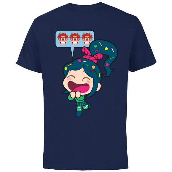 Disney Ralph Breaks the Internet Laughing Vanellope T-Shirt - Short Sleeve Cotton T-Shirt for Adults - Customized-Navy