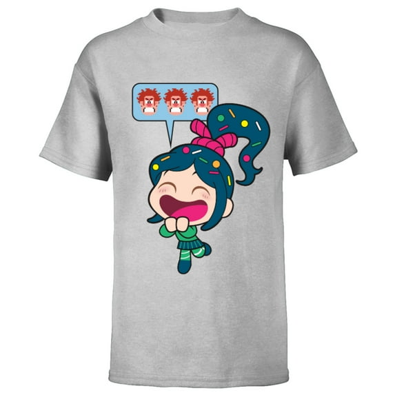 Disney Ralph Breaks the Internet Laughing Vanellope T-Shirt - Short Sleeve T-Shirt for Kids - Customized-Athletic Heather
