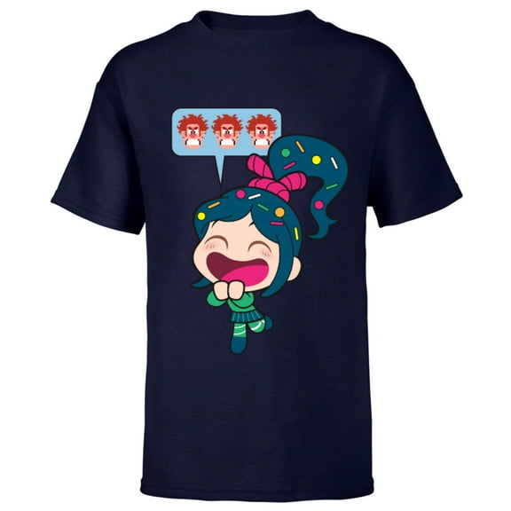 Disney Ralph Breaks the Internet Laughing Vanellope T-Shirt - Short Sleeve T-Shirt for Kids - Customized-Navy