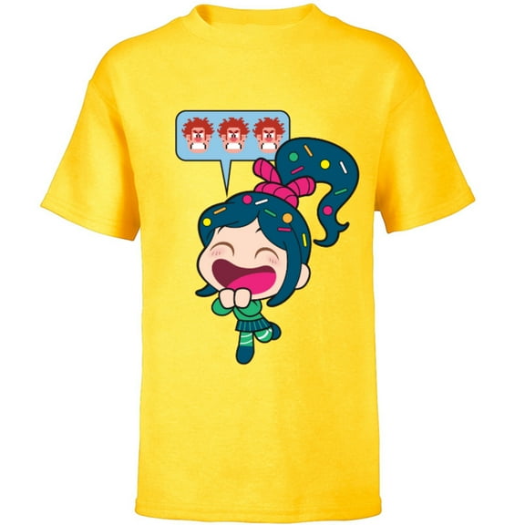 Disney Ralph Breaks the Internet Laughing Vanellope T-Shirt - Short Sleeve T-Shirt for Kids - Customized-Yellow