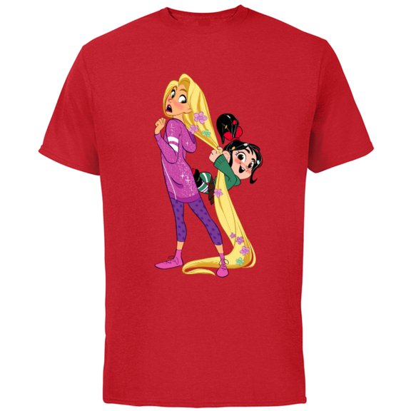 Disney Ralph Breaks the Internet Rapunzel Vanellope T-Shirt - Short Sleeve Cotton T-Shirt for Adults - Customized-Red