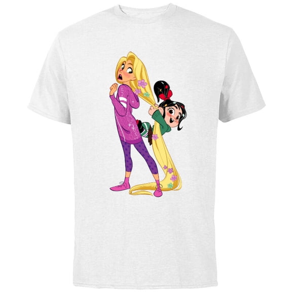 Disney Ralph Breaks the Internet Rapunzel Vanellope T-Shirt - Short Sleeve Cotton T-Shirt for Adults - Customized-White