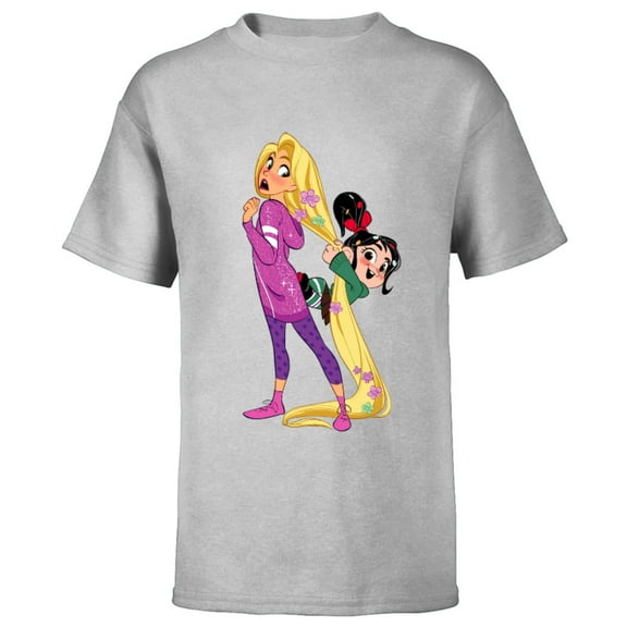 Disney Ralph Breaks the Internet Rapunzel Vanellope T-Shirt - Short Sleeve T-Shirt for Kids - Customized-Athletic Heather