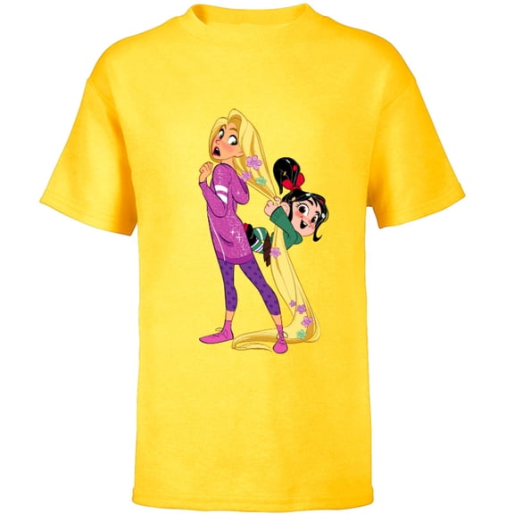 Disney Ralph Breaks the Internet Rapunzel Vanellope T-Shirt - Short Sleeve T-Shirt for Kids - Customized-Yellow