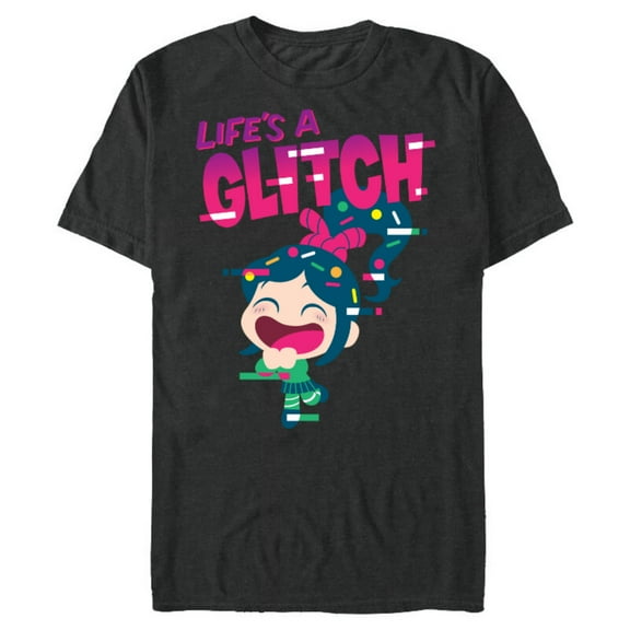 Disney Ralph Breaks the Internet Vanellope Glitch T-Shirt- Short Sleeve Blended T-Shirt for Adults - Customized-Dark Heather