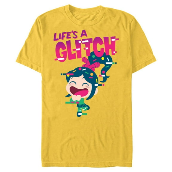 Disney Ralph Breaks the Internet Vanellope Glitch T-Shirt- Short Sleeve Blended T-Shirt for Adults - Customized-Yellow